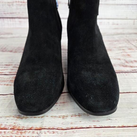 Blondo Womens Siena Black Suede Leather Boots 11 Waterproof Zip Block Heel Lux - Picture 7 of 16